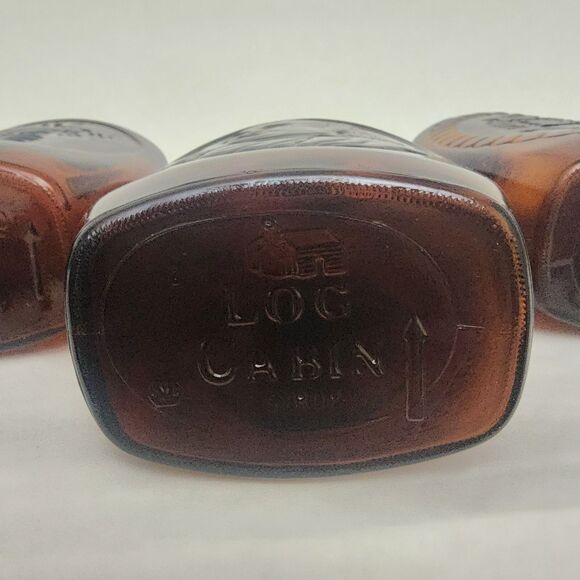 Set of 4 1776 Bicentennial Log Cabin Maple Syrup Amber Glass Bottles Vintage - Picture 16 of 16